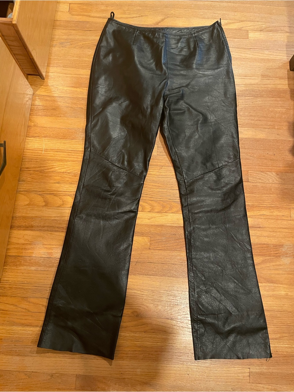 Vintage Danier Black Leather Boot Cut Pants NWOT Never Worn